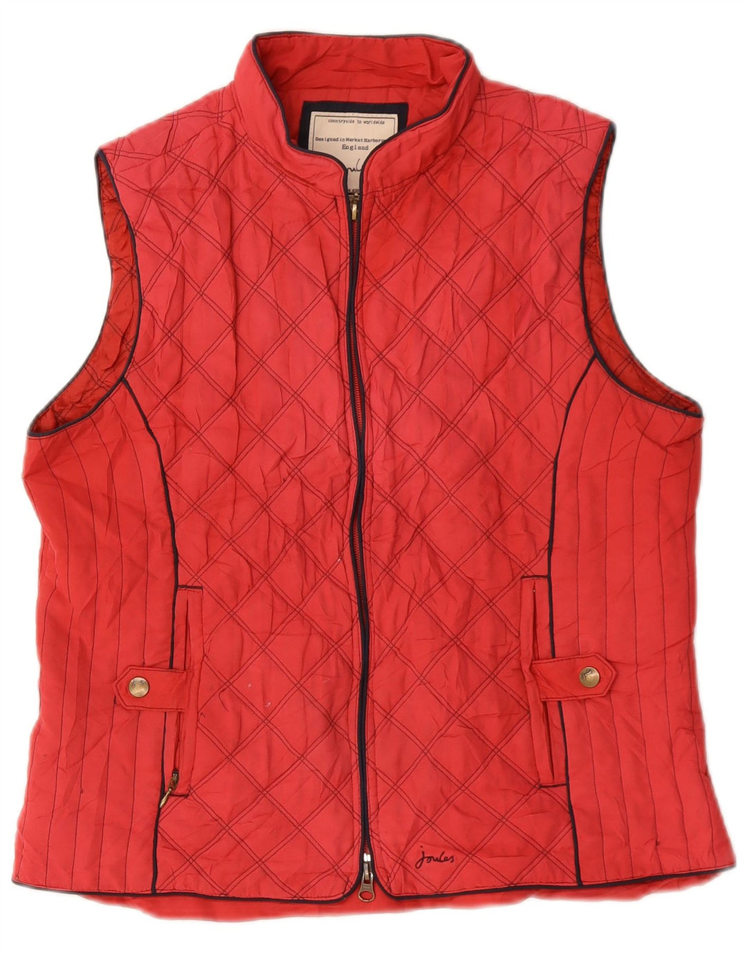 JOULES Gilet matelassé pour femme UK 16 Large Rouge Polyester