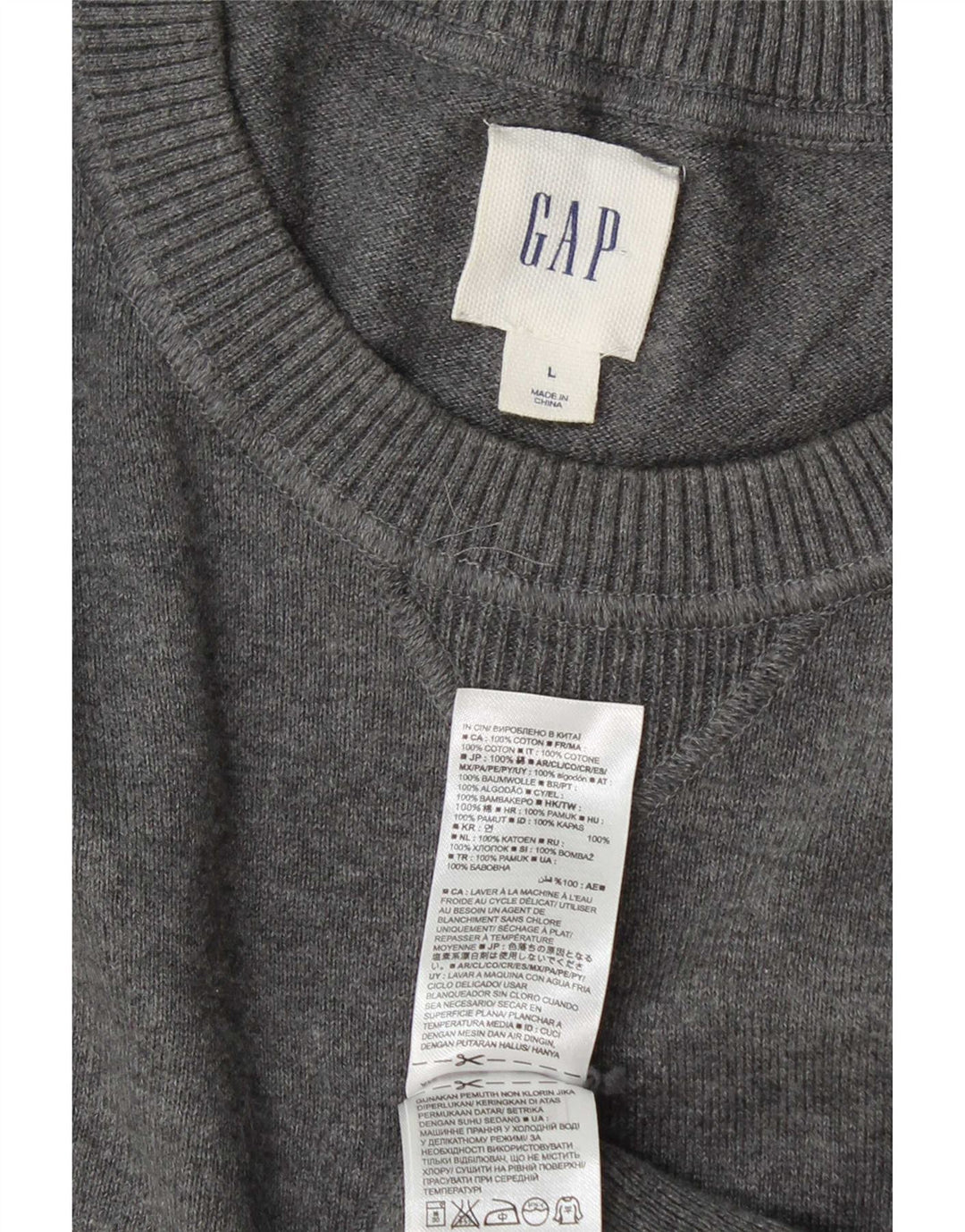 Gap Pull à col rond pour homme en coton gris Large