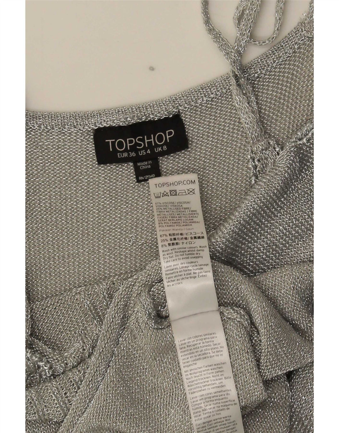 Topshop Robe Slip Femme UK 8 Petite Viscose Argentée