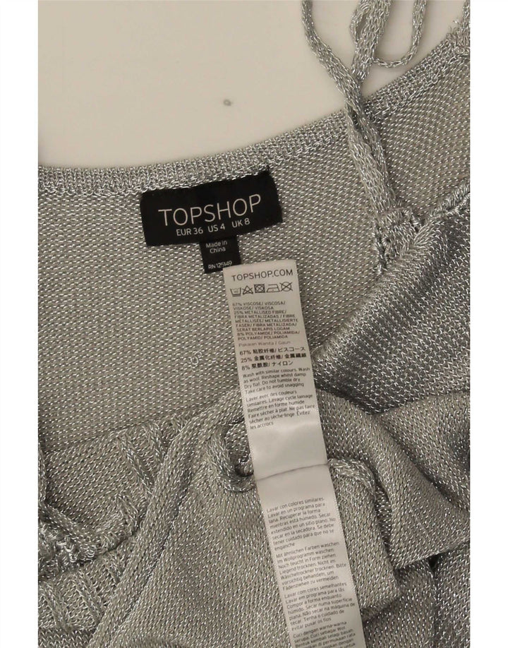 Topshop Robe Slip Femme UK 8 Petite Viscose Argentée