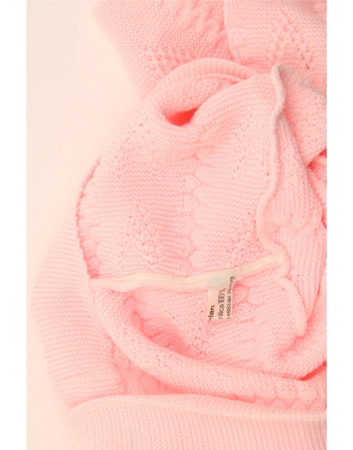 vintage Femme Cardigan Pull UK 14 Acrylique Rose Moyen