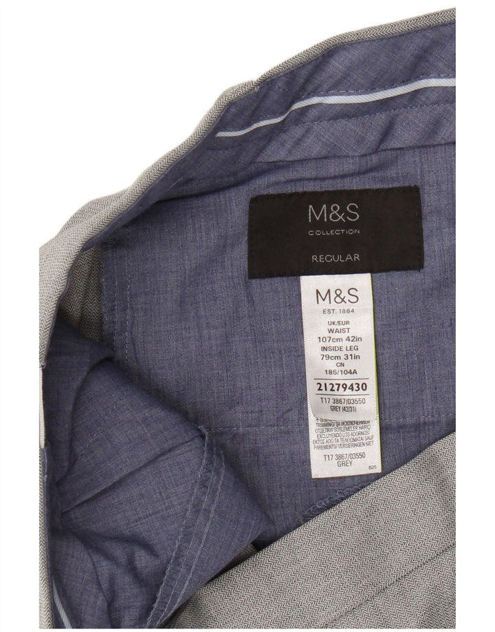 Marks & Spencer Pantalon de costume classique pour homme W42 L31 Gris Polyester