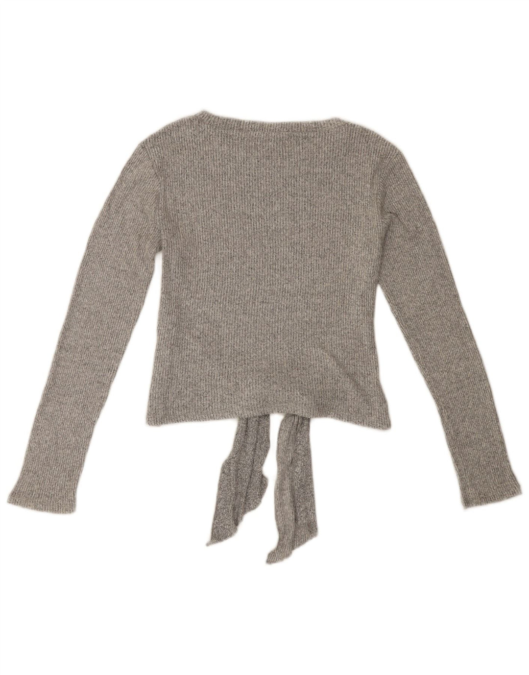 ZARA Pull court à col bateau pour femme UK 14 Large Gris Viscose