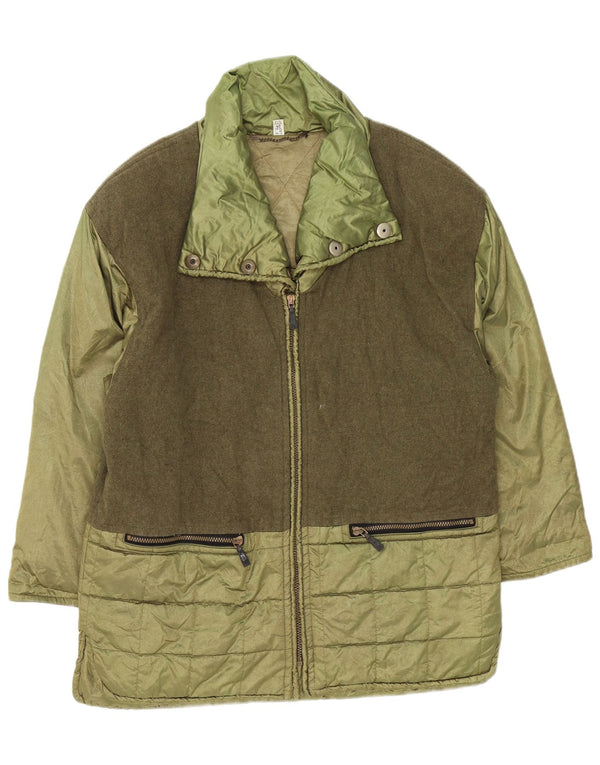 vintage Womens Loose Fit Rembourré Manteau IT 44 Medium Green Colourblock