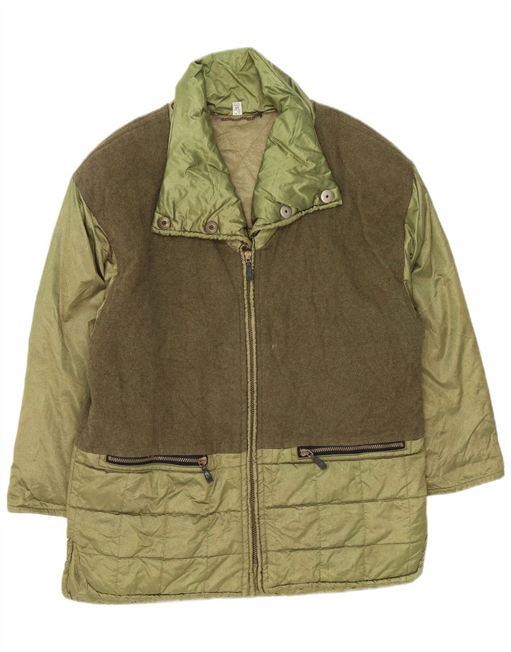 vintage Womens Loose Fit Rembourré Manteau IT 44 Medium Green Colourblock