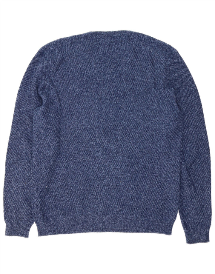 Massimo Dutti Pull col rond homme en coton bleu marine moyen