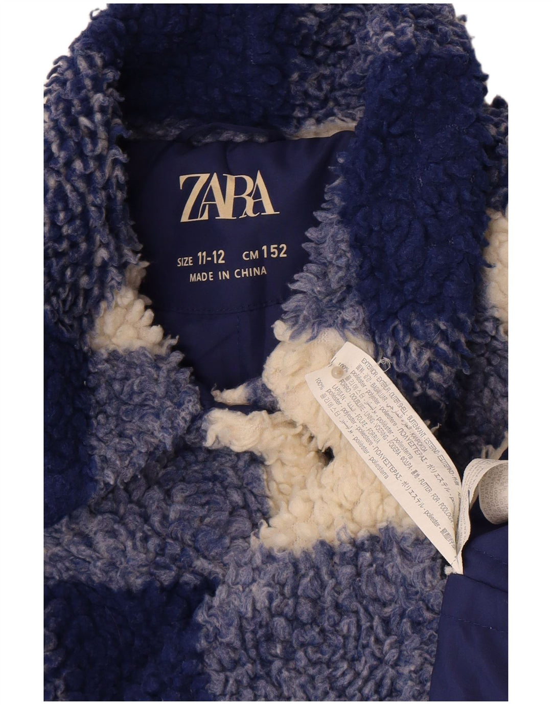 Zara Veste Polaire Fille 11-12 ans Bleu Vichy Polyester