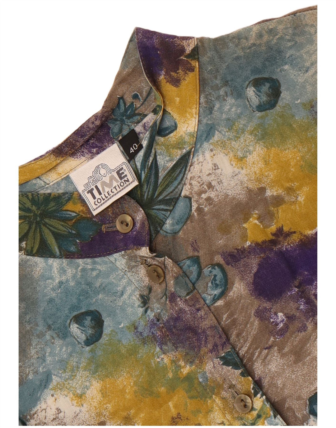 vintage Femme Chemise À Manches Courtes Blouse EU 40 Moyen Multicolore Floral
