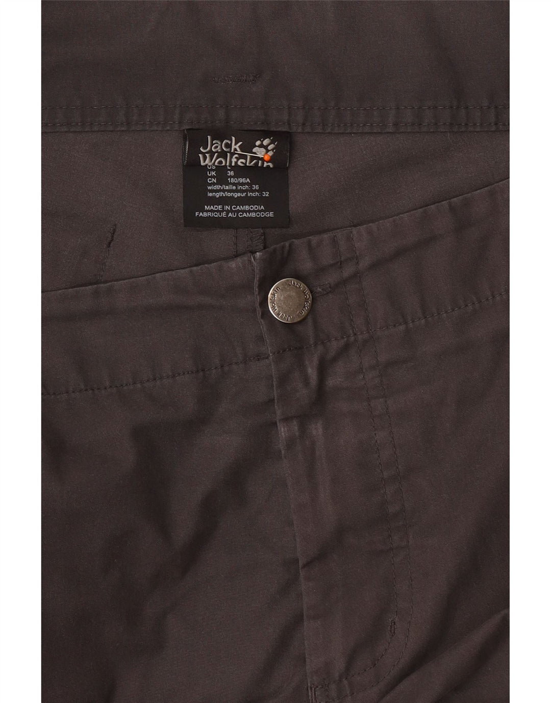 JACK WOLFSKIN Pantalon Cargo Droit Homme W36 L32 Gris Coton