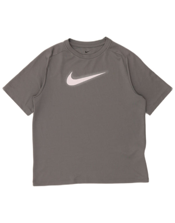 NIKE Garçon Dri Fit Graphic T-Shirt Top 13-14 ans XL Gris Polyester