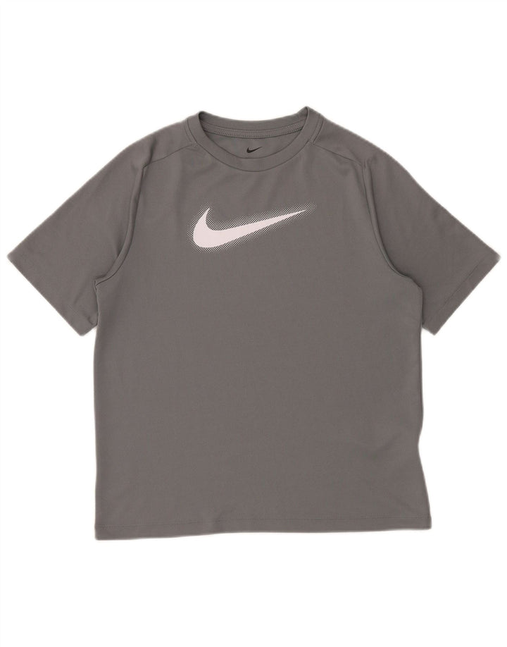 NIKE Garçon Dri Fit Graphic T-Shirt Top 13-14 ans XL Gris Polyester