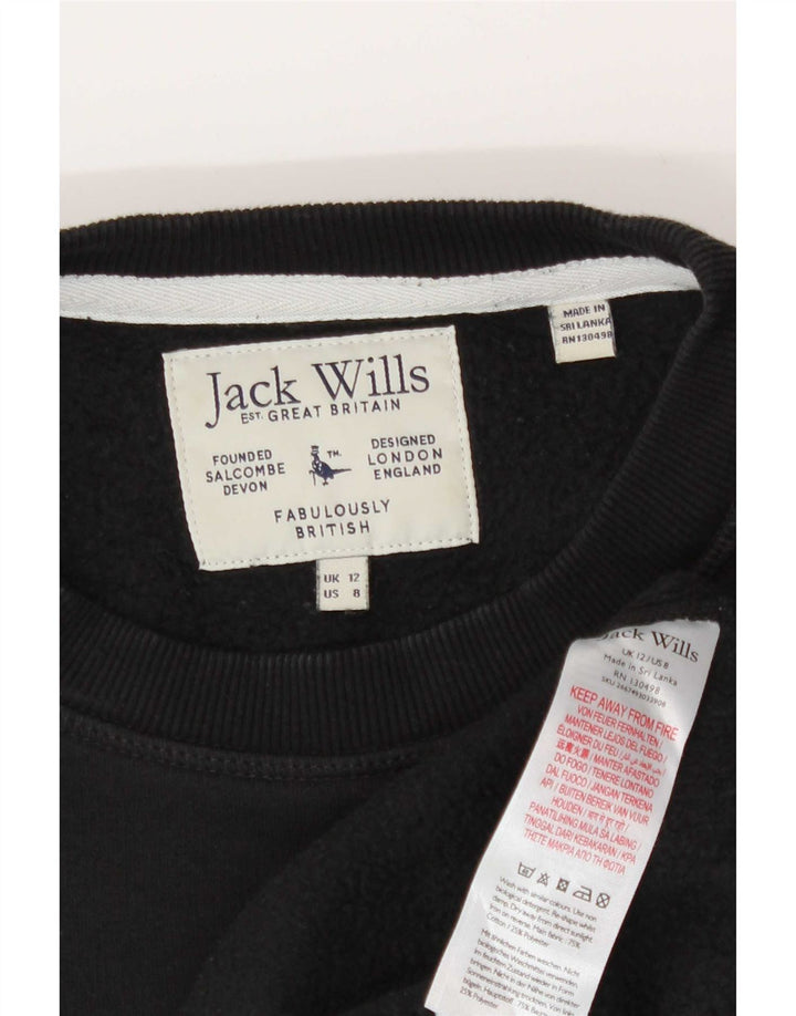 Jack Wills Sweat-shirt surdimensionné graphique pour femme UK 12 Noir moyen