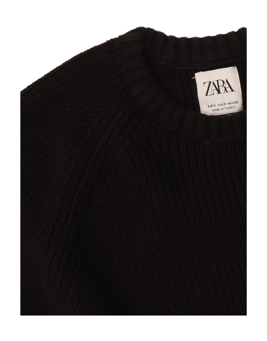 Zara Pull surdimensionné à col rond pour femme UK 10 Petit Noir
