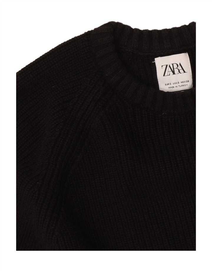 Zara Pull surdimensionné à col rond pour femme UK 10 Petit Noir