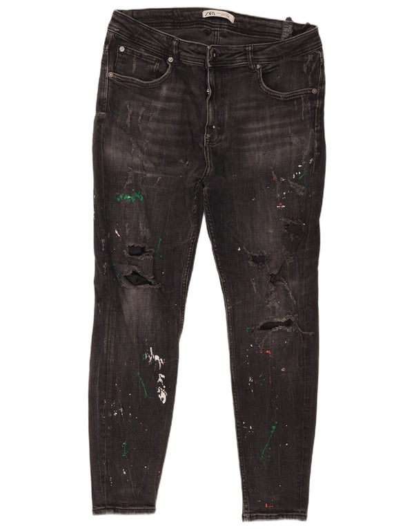 Zara Jean skinny vieilli pour homme EU 44 Large W34 L27 Gris Coton