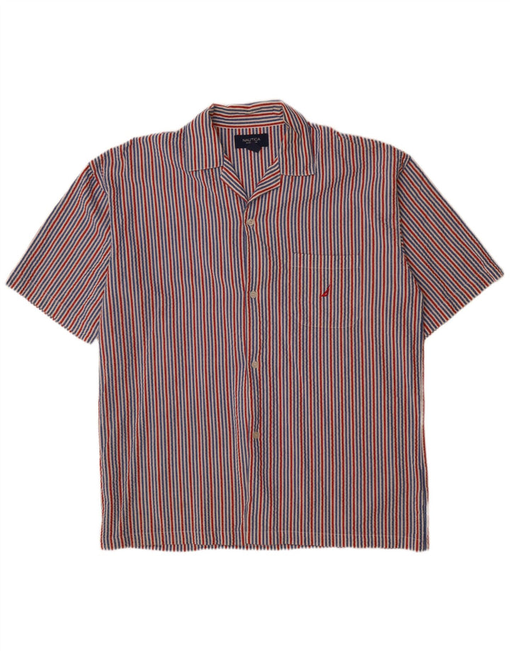Nautica Chemise à manches courtes pour homme en coton à rayures multicolores