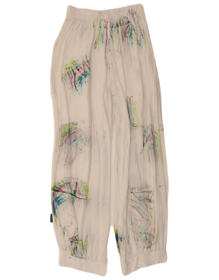 Pantalon Harem Femme Vintage Moyen W28 L29 Blanc Tie Dye Viscose