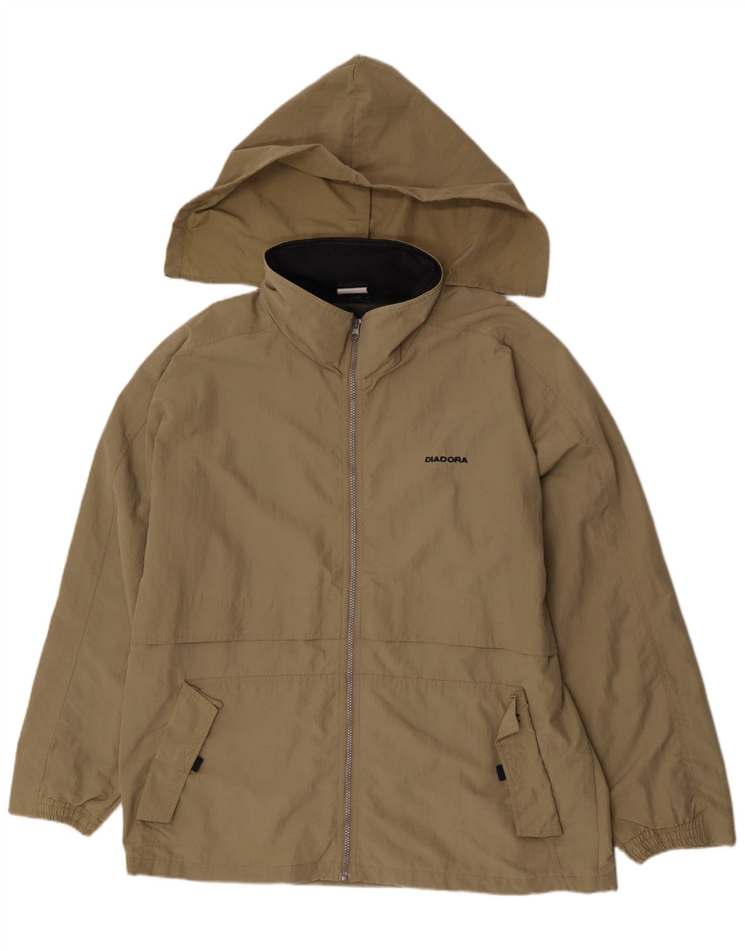 Diadora Veste de pluie à capuche pour homme UK 40 Large Kaki Polyamide