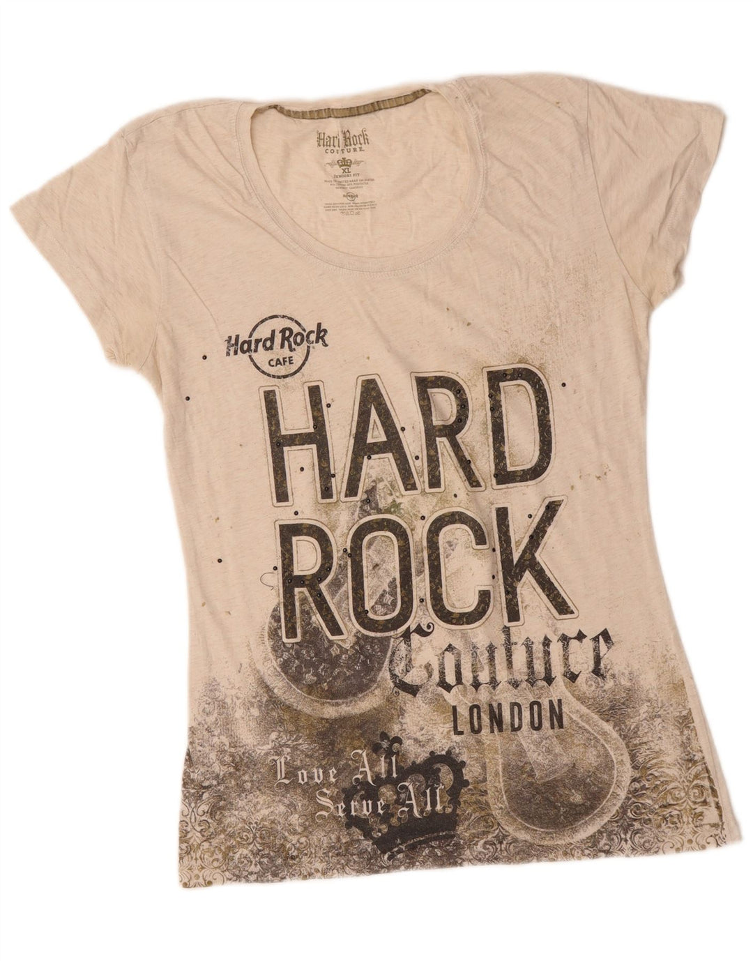 HARD ROCK CAFE T-shirt graphique London pour fille 15-16 ans XL Blanc cassé