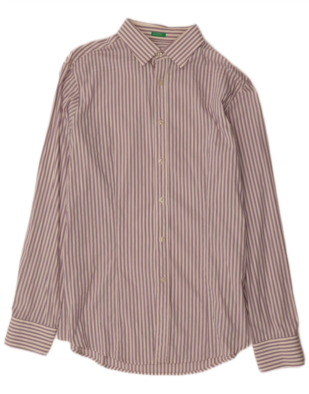BENETTON Chemise Homme 2XL Violet Rayé Coton