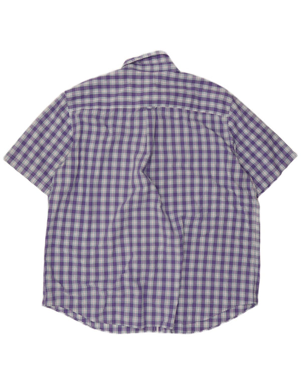 Chaps Chemise à manches courtes pour homme 3XL en coton à carreaux violet