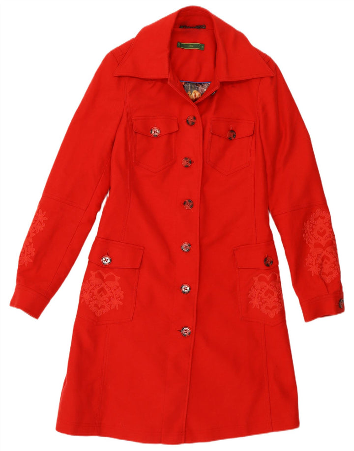 Oilily Manteau coupe régulière à motifs pour femme EU 36 Petit coton cachemire rouge