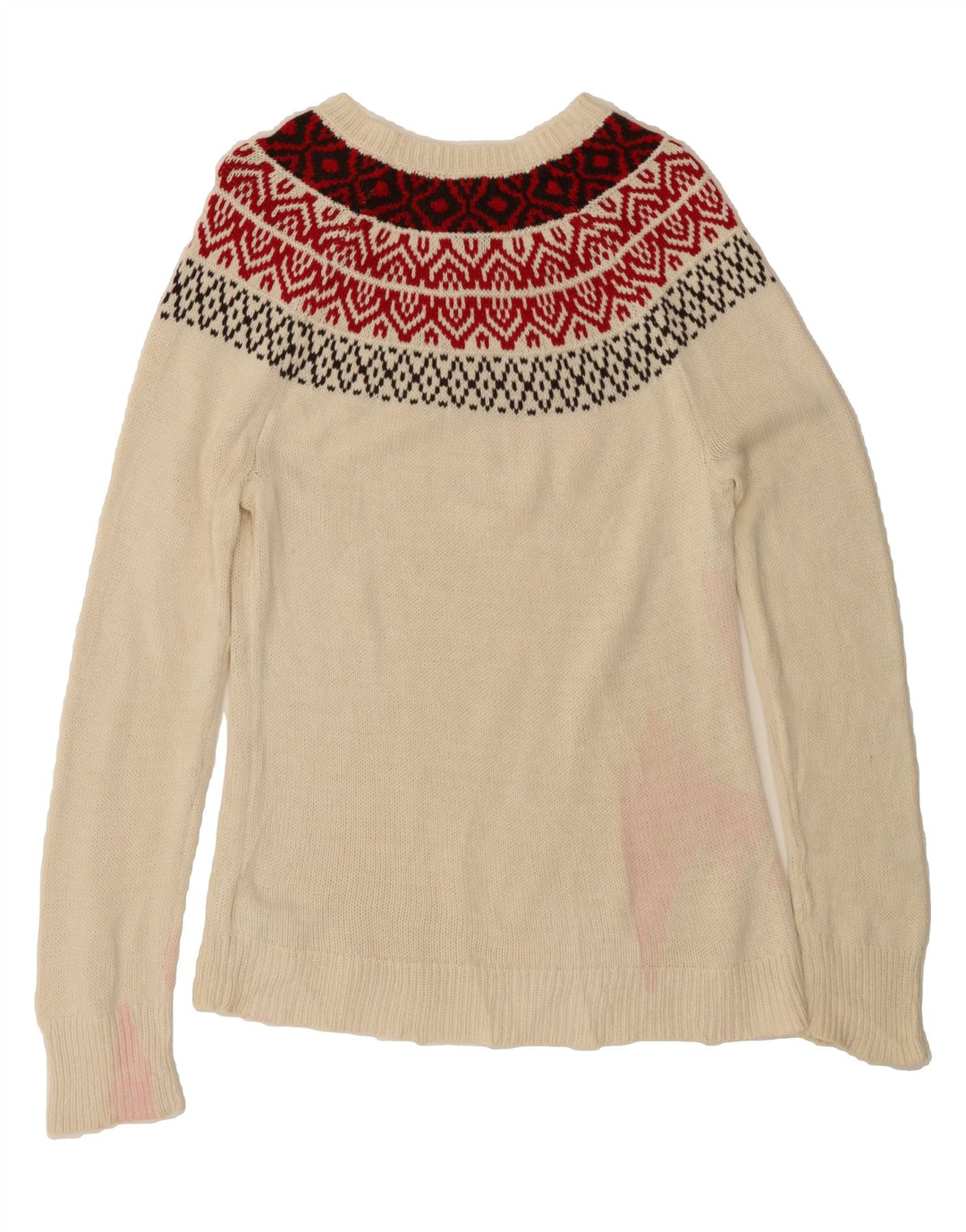 CHAPS Womens Boat Neck Jumper Sweater UK 14 Medium Off White Fair Isle Vintage Chaps and Second-Hand Chaps from Messina Hembry 