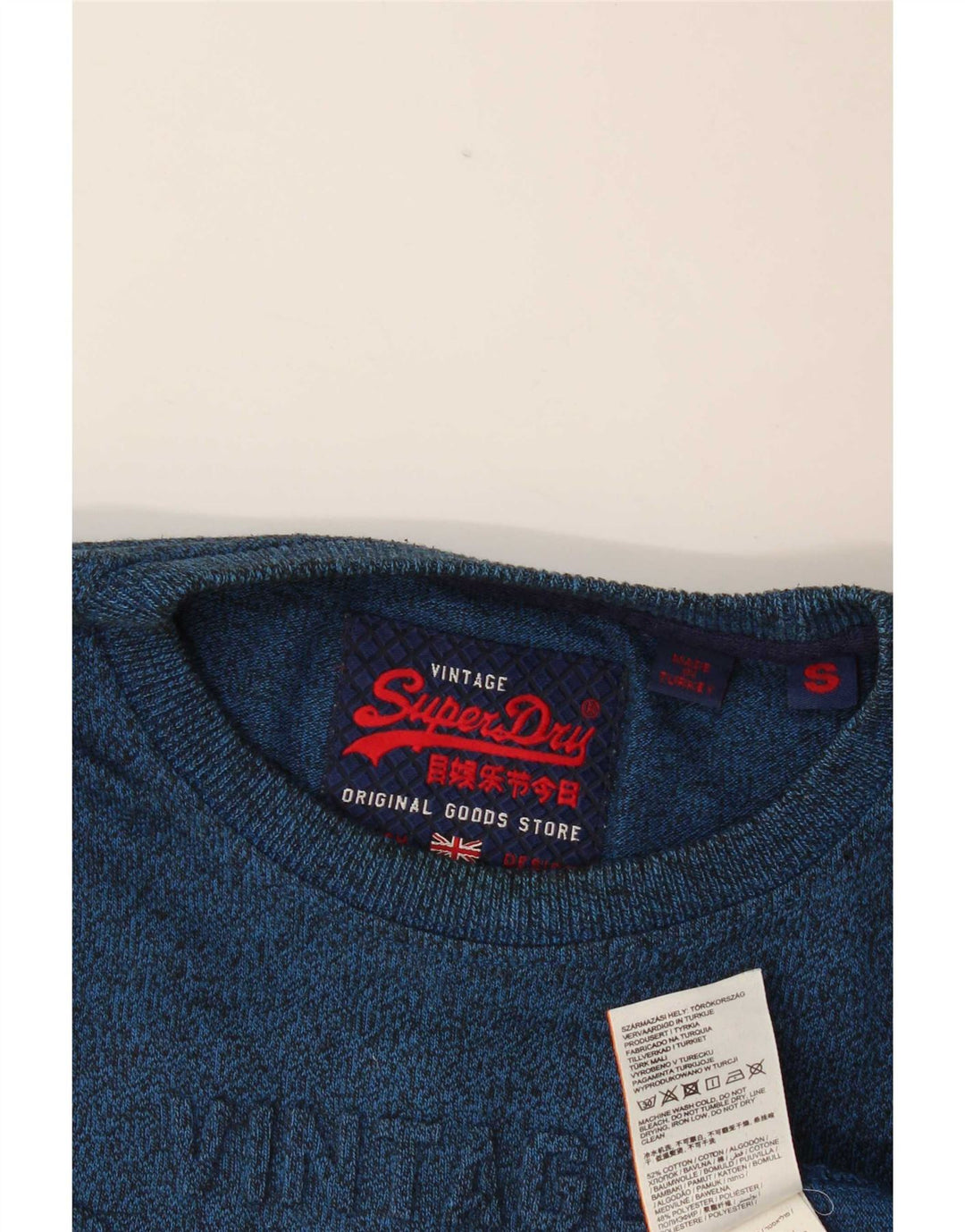 Superdry Haut Graphique à Manches Longues en Coton Chiné Bleu Petit Homme