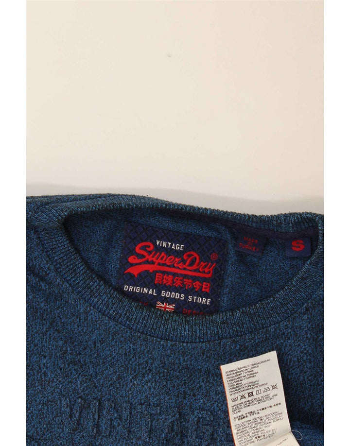 Superdry Haut Graphique à Manches Longues en Coton Chiné Bleu Petit Homme
