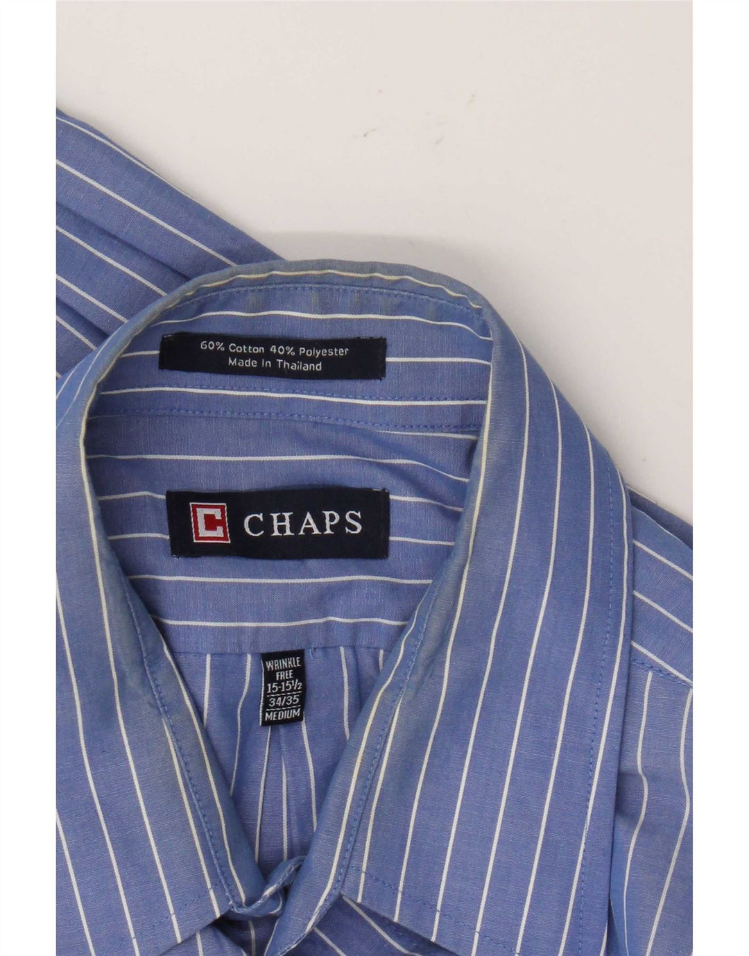 Chaps Chemise homme Taille 15 1/2 Coton à fines rayures bleu moyen