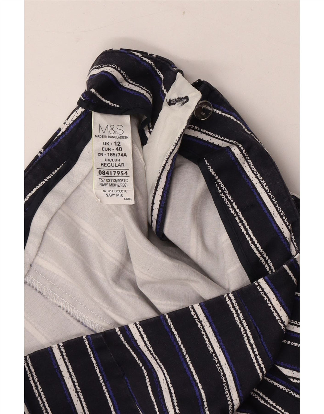 Marks & Spencer Pantalon Capri Femme UK 12 Medium W30 L20 Bleu Marine