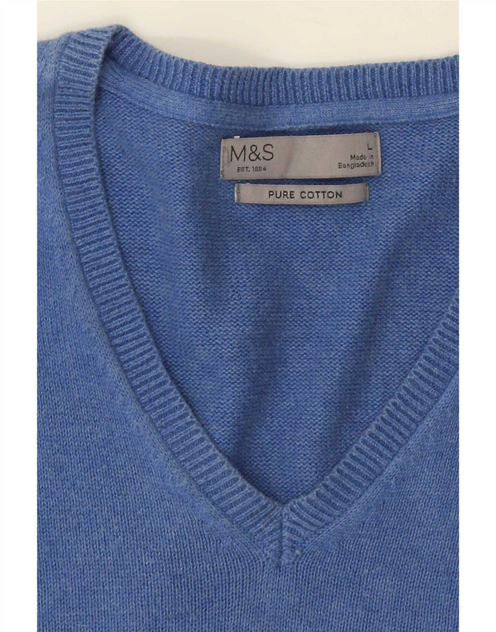 Marks & Spencer Pull col V pour homme Bleu Taille L
