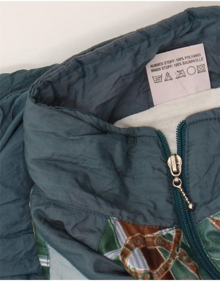 vintage Mens Survêtement Top Veste Moyen Bleu Géométrique Polyamide