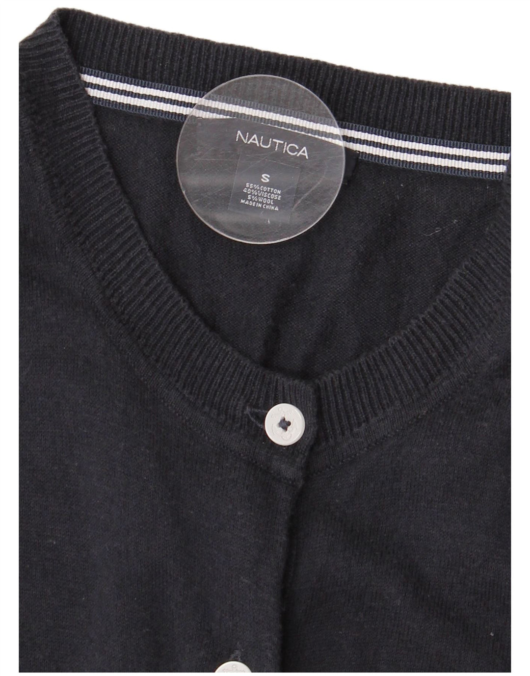 Nautica Pull Cardigan Femme UK 10 Petit Coton Bleu Marine