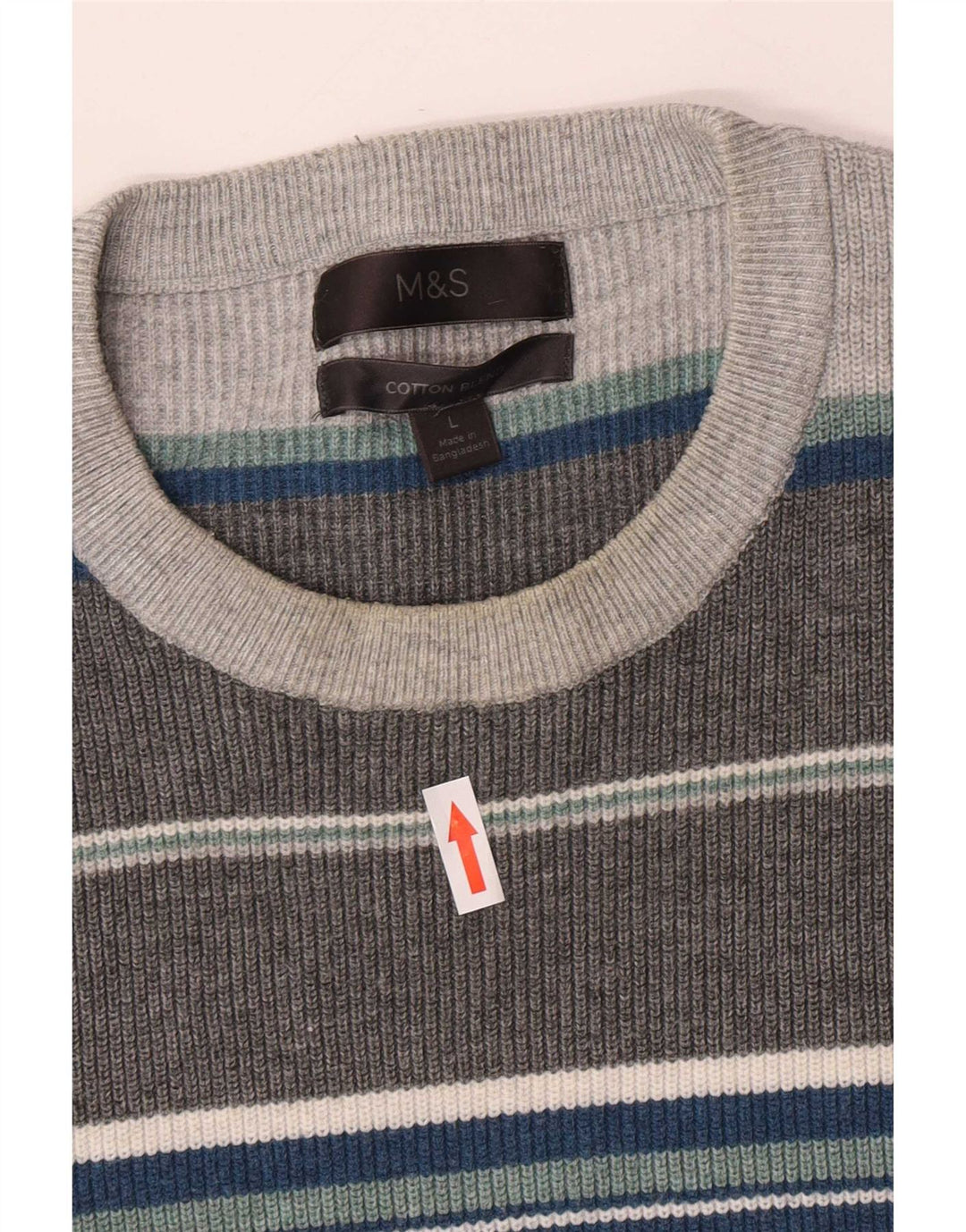 Marks & Spencer Pull à col rond pour homme en polyester à rayures grises