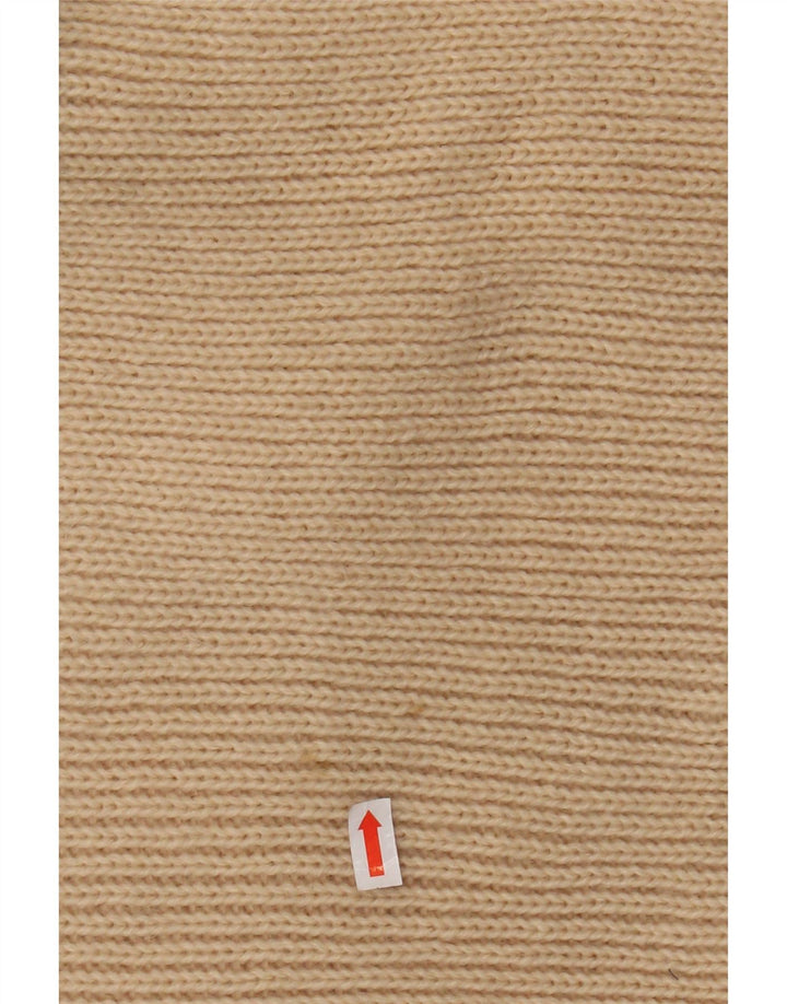 VINTAGE Femme Roll Neck Jumper Pull UK 12 Acrylique Rayé Beige Moyen