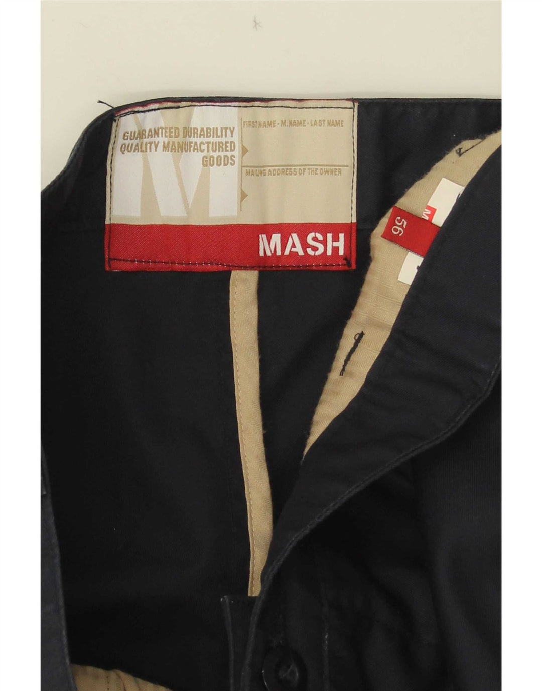 Pantalon Chino Droit pour Homme Mash W38 L30 Bleu Marine