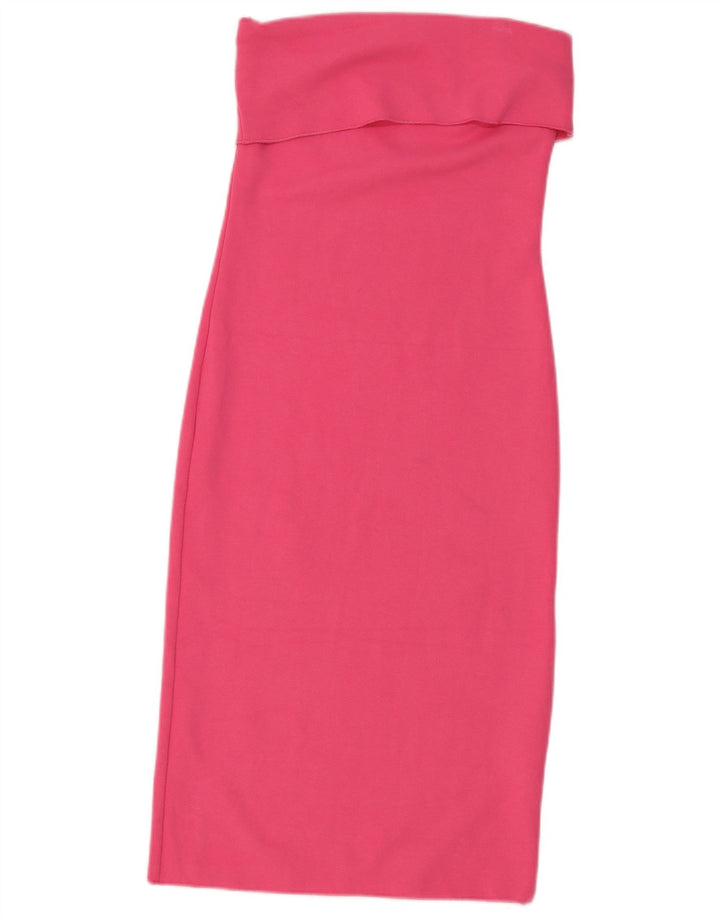 Zara Robe bustier femme UK 14 Grande Viscose Rose