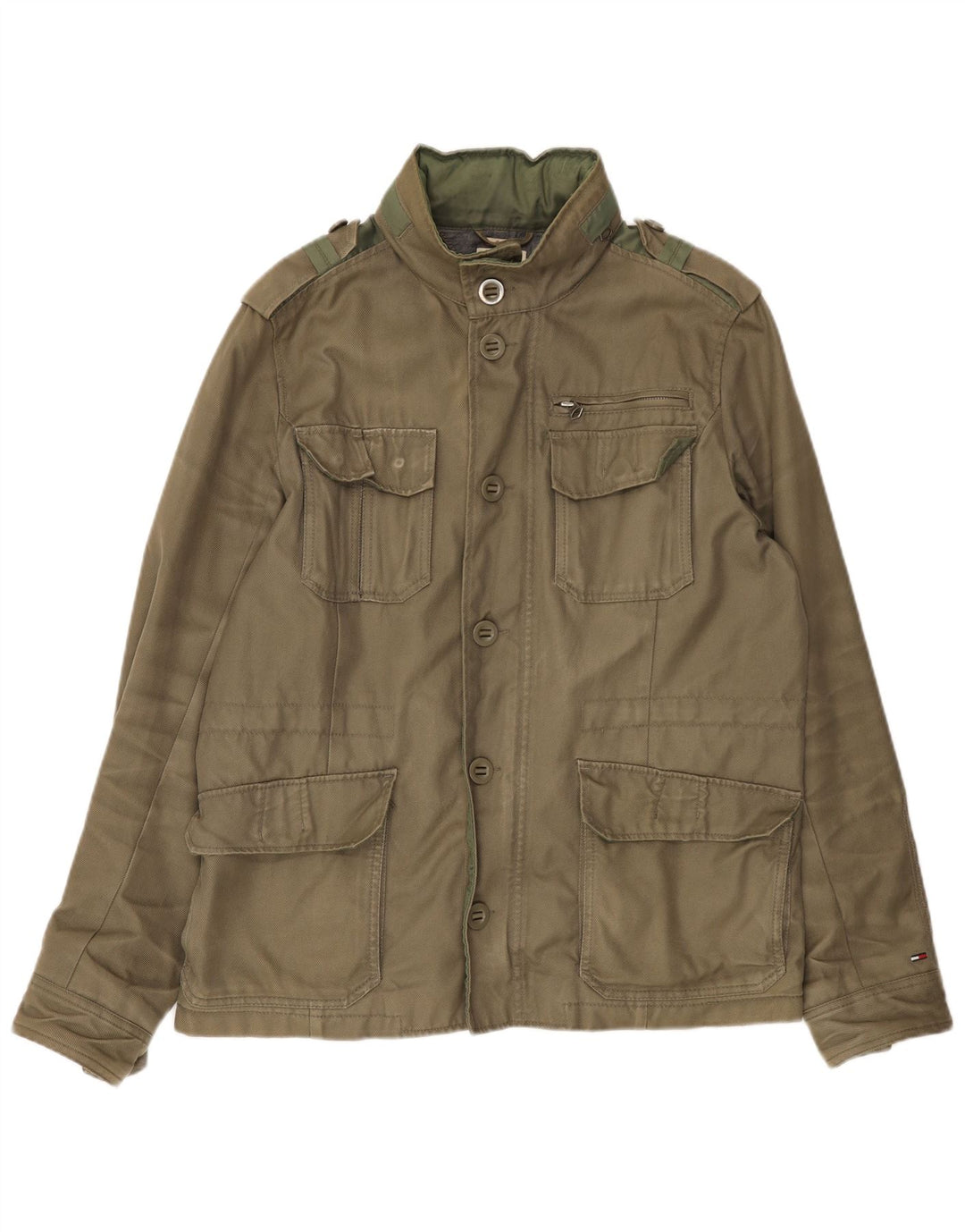 TOMMY HILFIGER Veste militaire Heritage pour homme UK 38 Coton kaki moyen