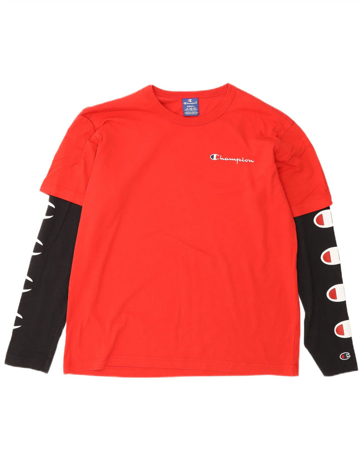 Champion Haut graphique à manches longues pour homme, petit, rouge, colour block