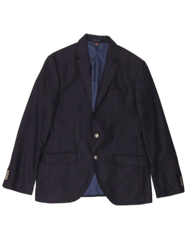 MARKS & SPENCER Veste Blazer 2 Boutons Homme UK 40 Laine Bleu Marine Moyen