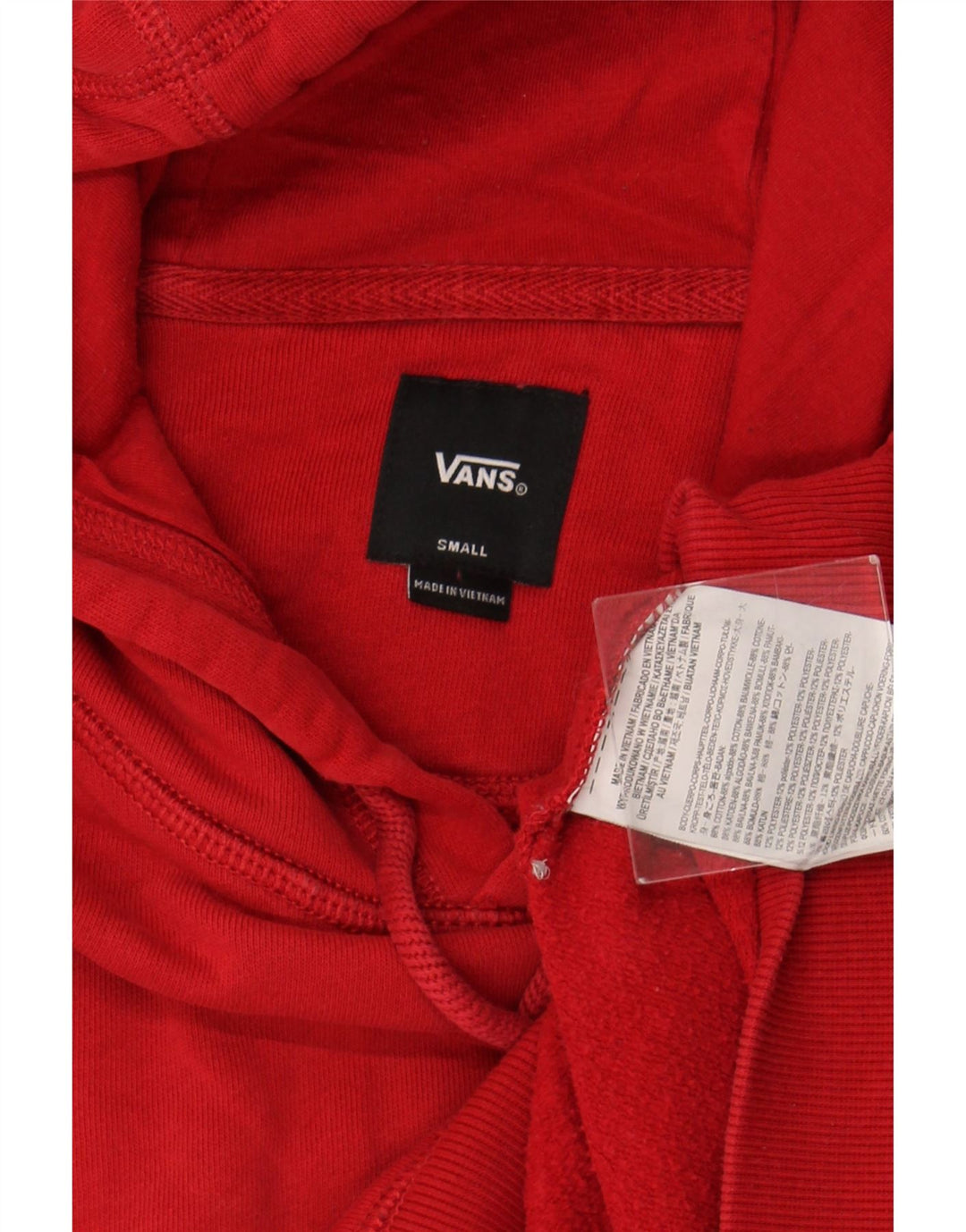 VANS Mens Hoodie Jumper Small Red Cotton