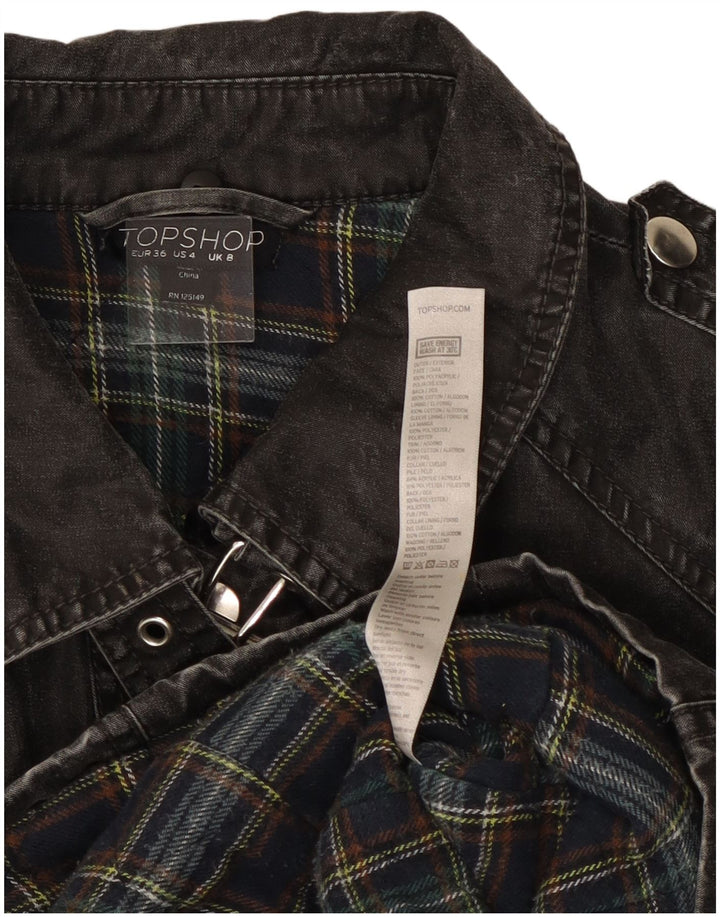 Topshop Veste en jean pour femme UK 8 Small Noir Polyacrylique