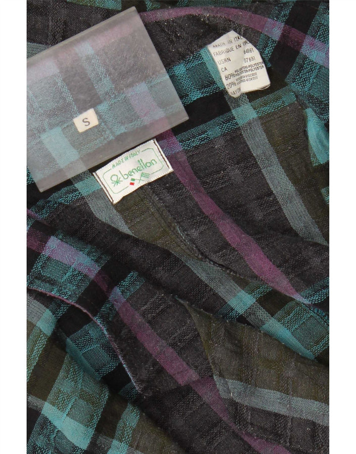 Benetton Veste Blazer 2 Boutons Homme UK 36 Petit Carreau Bleu Polyester