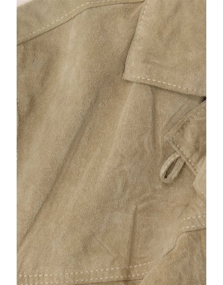 Rossodisera Veste en daim surdimensionnée pour femme UK 14 Cuir beige moyen