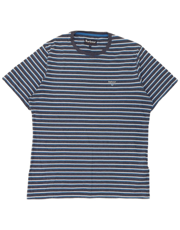Barbour Hommes T-Shirt Top Bleu Marine Rayé Coton