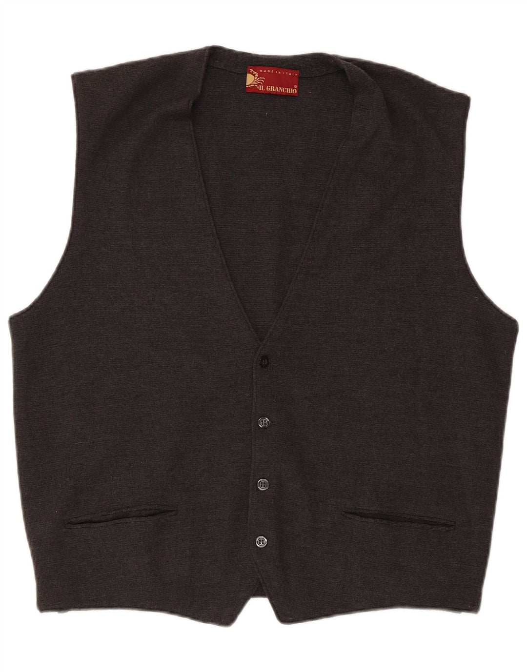 Il Granchio Gilet Tricot Homme Petit Gris Laine