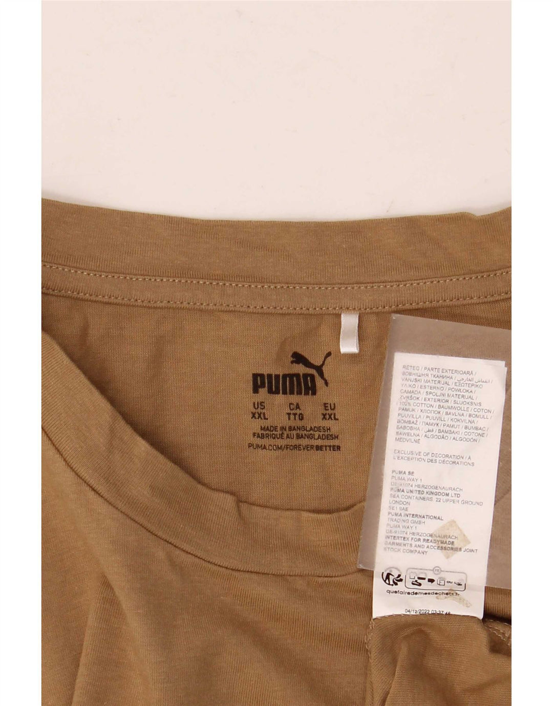 Puma T-Shirt Homme Top 2XL Coton Beige