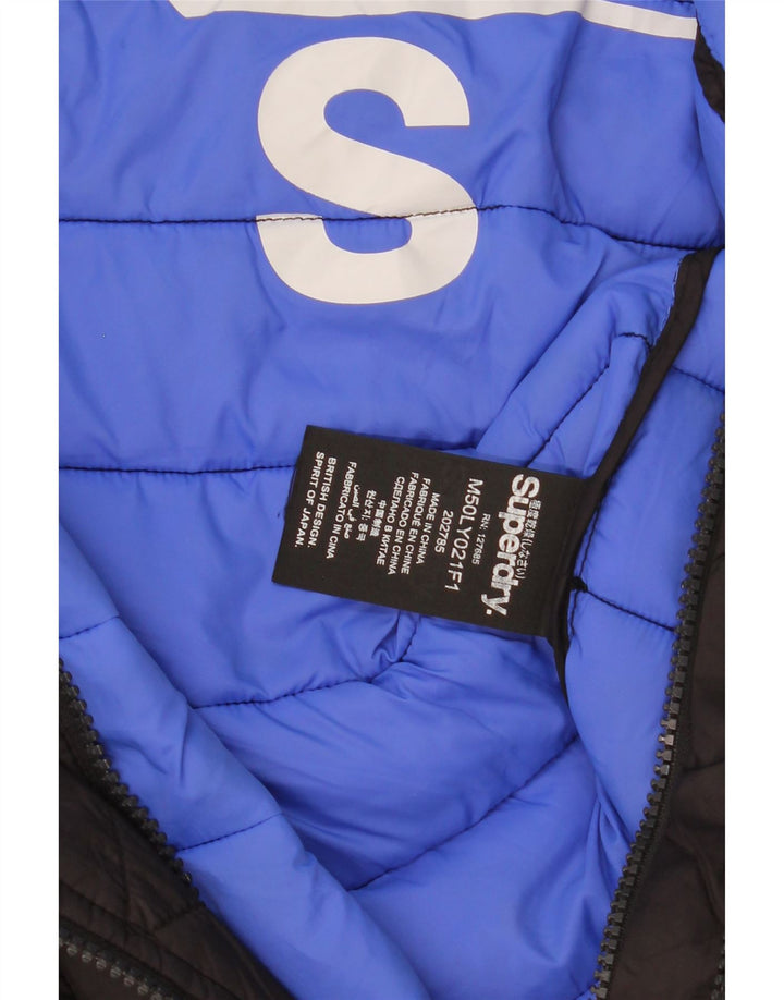 Superdry Veste matelassée à capuche pour hommes UK 36 Small Black Nylon