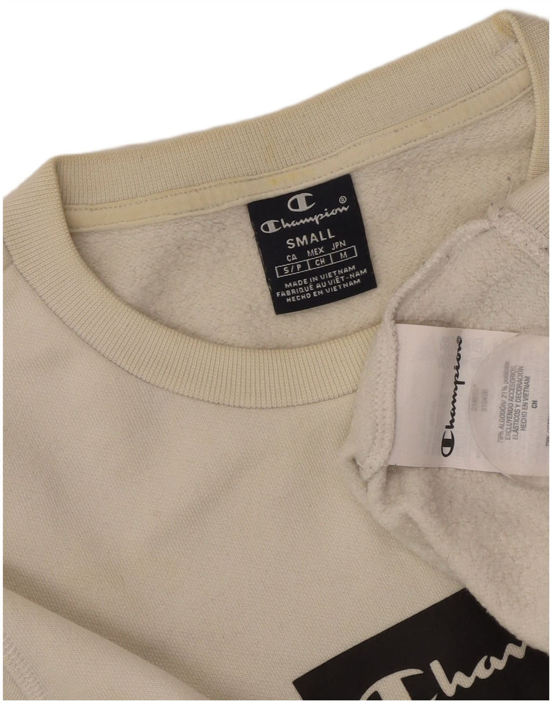 CHAMPION Sweat-Shirt Graphique Homme Petit Coton Blanc